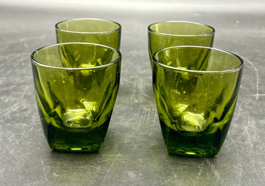 Hazel Atals Green Colonial Square 6 oz. "On the Rocks" Set of 4