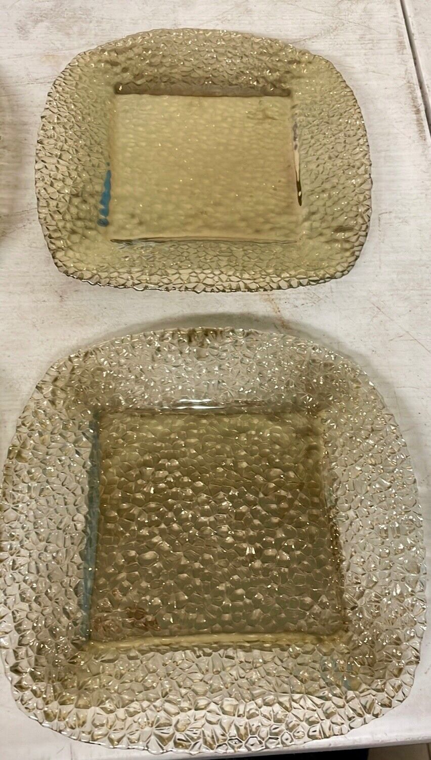 Set of Four Crackle Glass Umber Colored Party Plates