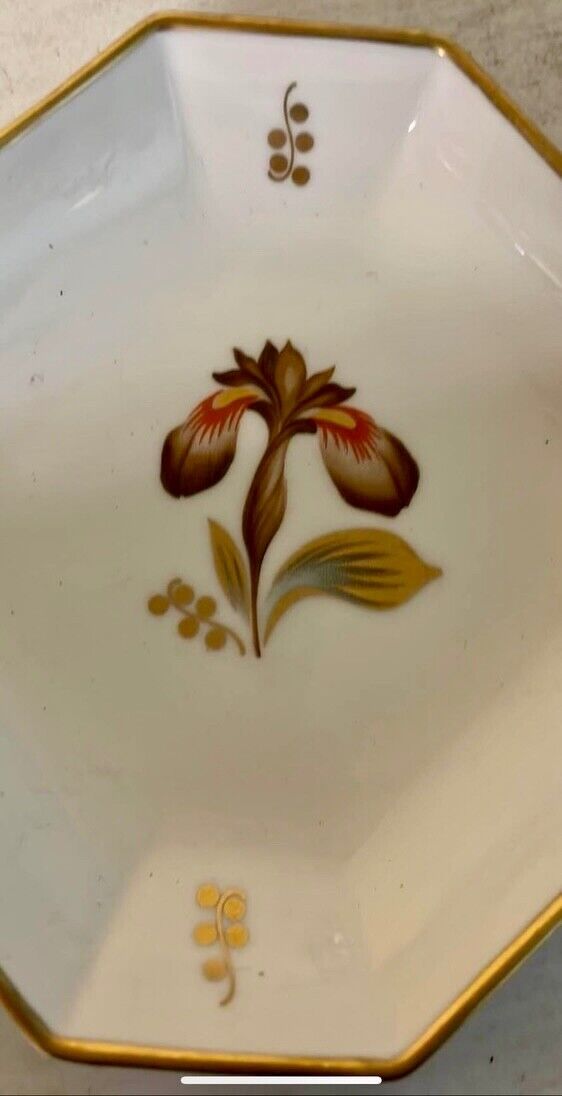 ROYAL COPENHAGEN BROWN IRIS PATTERN 711 OCTAGONAL DISH SIGNED