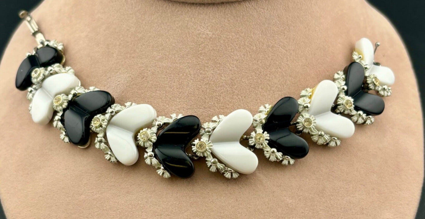 Vintage BSK Rhinestone/Enamel/Acrylic Bracelet