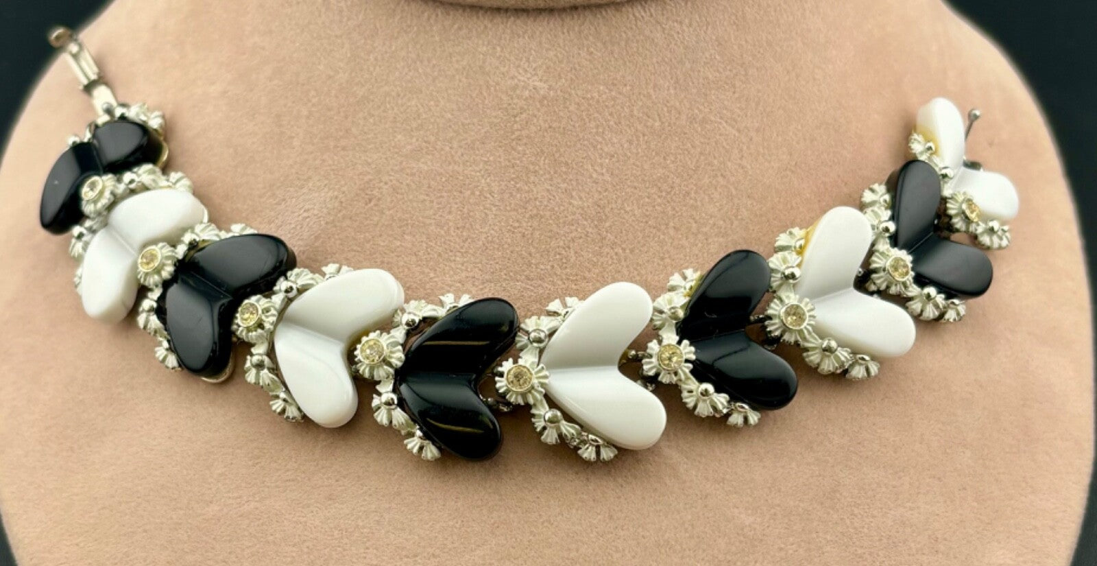 Vintage BSK Rhinestone/Enamel/Acrylic Bracelet