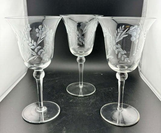 3 - Vintage Colony Danube Wine Goblets. 8” Tall - See Description