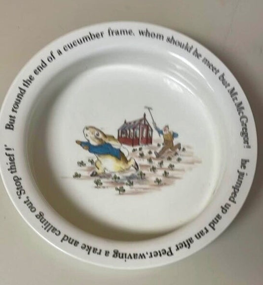 Wedgwood Peter Rabbit Ceramic Baby Bowl Mr Mcgregor Beatrix Potter England Bunny