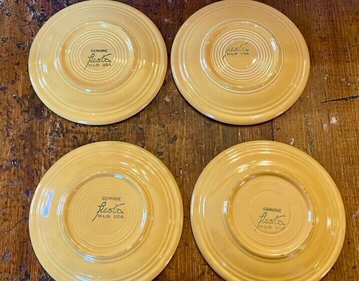 Six Mustard Yellow Fiesta Ware Saucers/Dessert Plates 6.25"