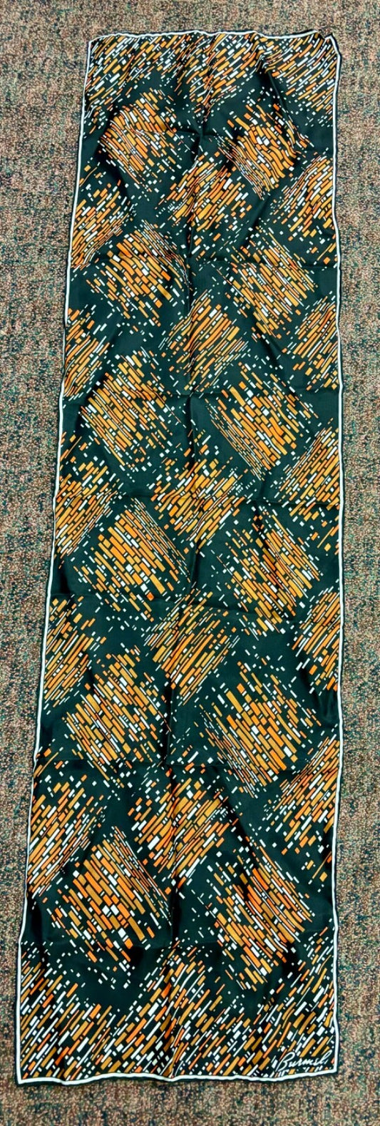 Vintage Burmel Japanese Scarf Hand-Rolled Silk/Rayon 12.5"x46"