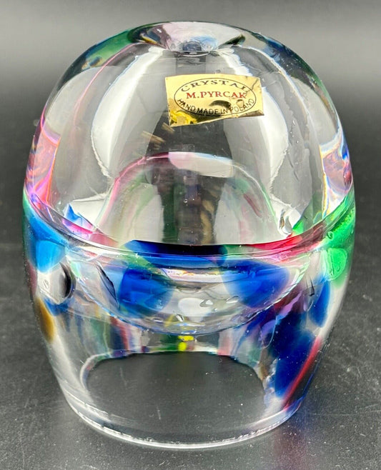 M Pyrcak Art Glass Oil Lamp/Paperweight Poland