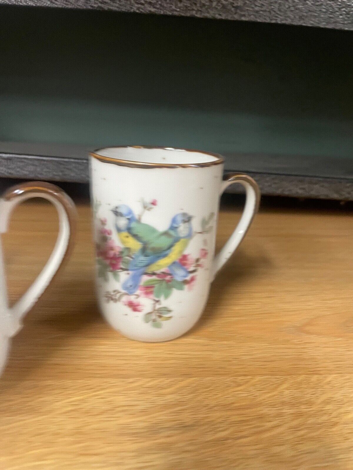 Vintage Porcelain Mugs Birds Japan Set of Three