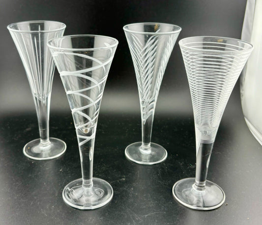 Etched Glass Cordials/Mini Champagne Flutes(4)