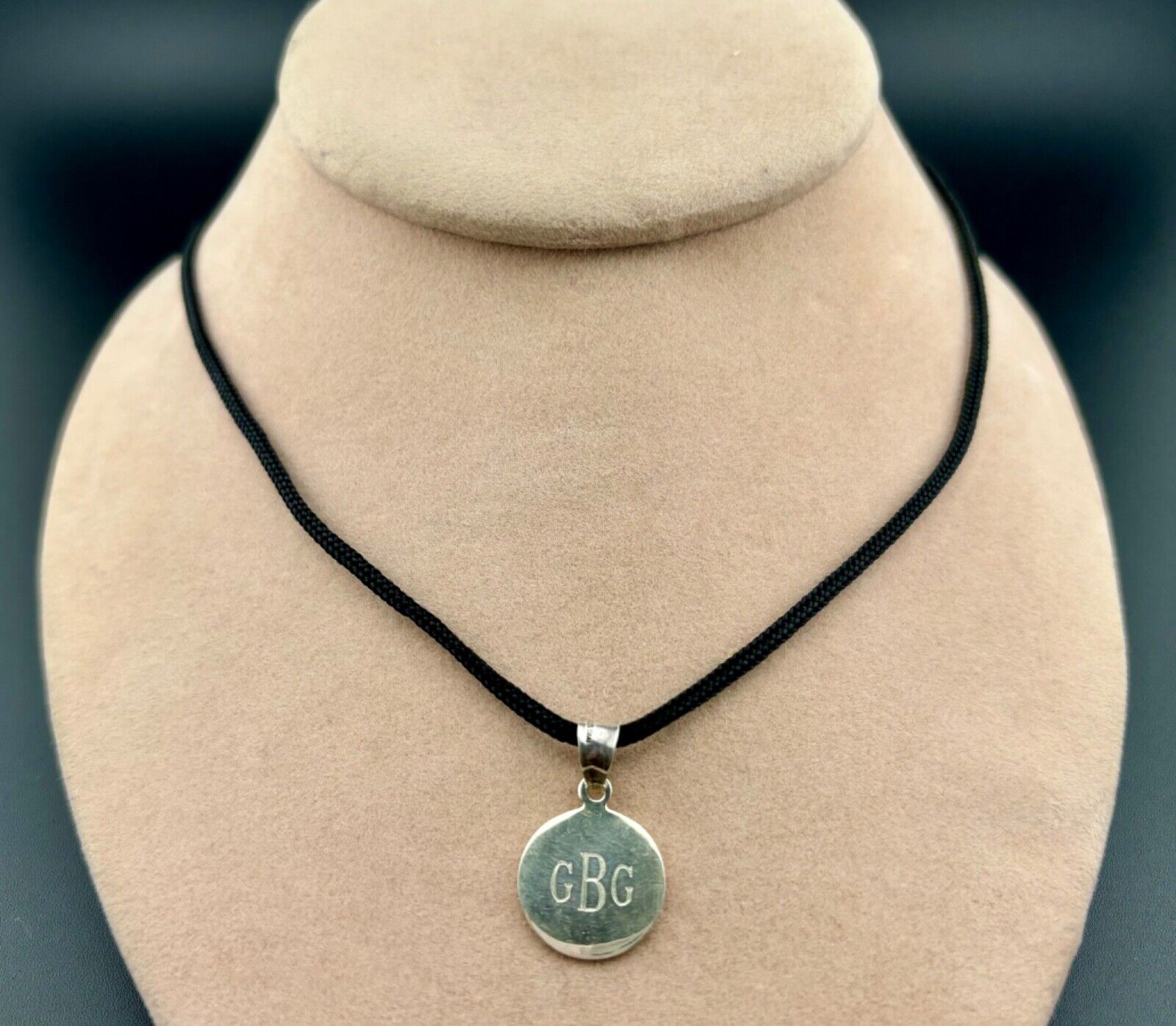 Sterling Silver Initial Pendant On Black Cord GBG