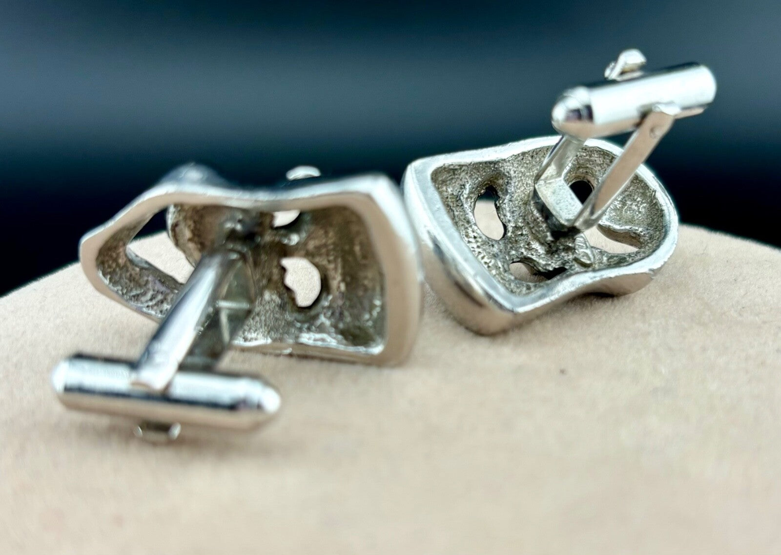 Swank Cuff Links Shakespeare Tragedy Theater Mask Silver Tone